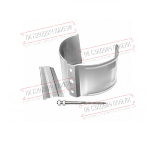 Хомут трубы металлический на камень ПВХ белый