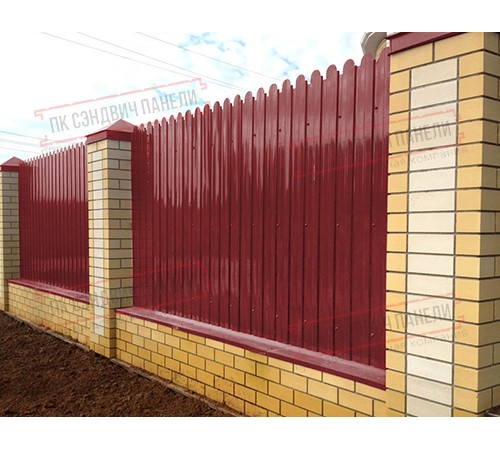Профнастил фигурный С10 - 0,5 Окрас - А, Satin с пленкой RAL 3011 коричнево-красный