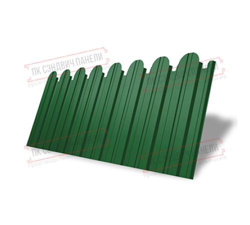 Профнастил фигурный С10 - 0,45 Окрас - Б, с пленкой RAL 6002 лиственно-зеленый.