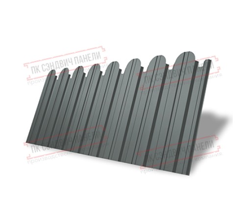 Профнастил фигурный С10 - 0,45 Окрас - А, ПЭ- с пленкой RAL 7005 мышино-серый.