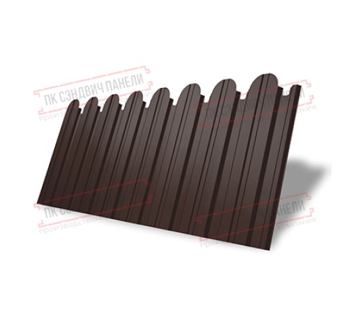 Профнастил фигурный С10 - 0,45 Окрас Двухсторонний с пленкой RAL 8017 шоколад.