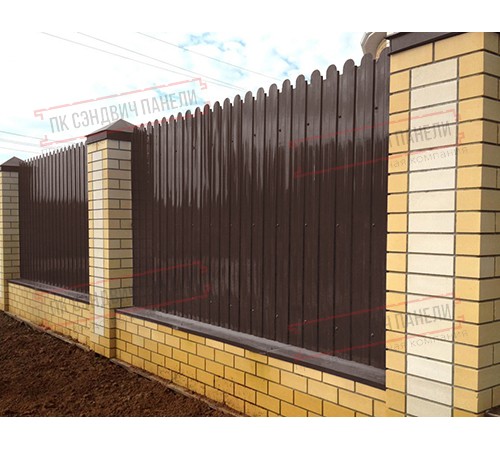 Профнастил фигурный С10 - 0,45 Окрас - А, Drap ST ST с пленкой RAL 8017 шоколад.