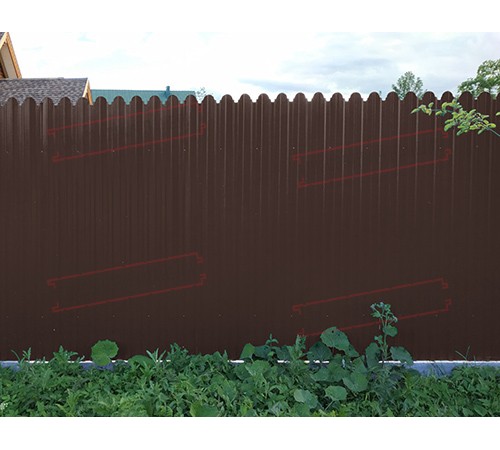 Профнастил фигурный С10 - 0,45 Окрас Двухсторонний с пленкой RAL 8017 шоколад.