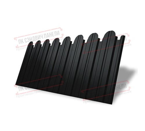 Профнастил фигурный С10 - 0,45 Окрас - А, Drap ST ST с пленкой RAL 9005 черный.