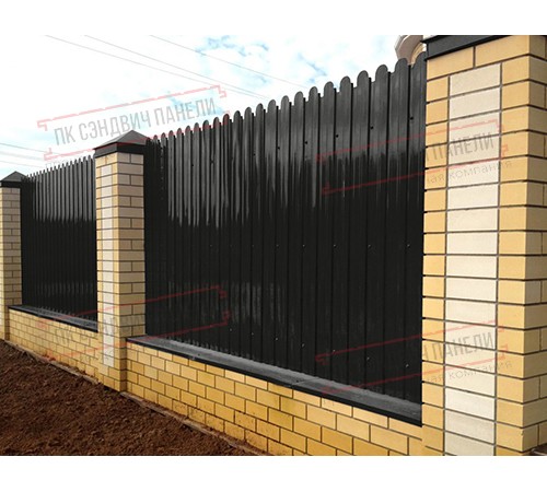 Профнастил фигурный С10 - 0,45 Окрас - А, Drap ST ST с пленкой RAL 9005 черный.