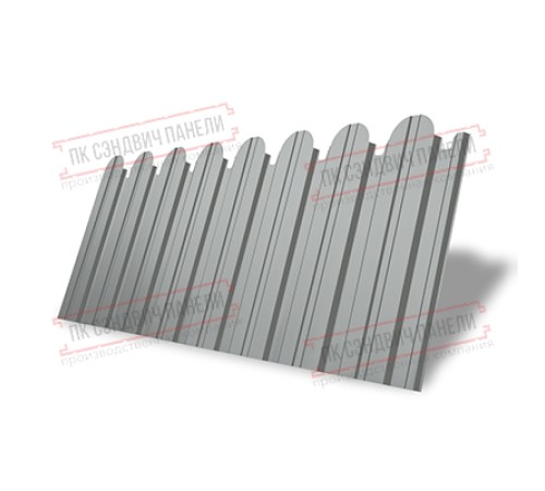 Профнастил фигурный С10 - 0,45 Окрас - А, ПЭ- с пленкой RAL 9006 бело-алюминиевый.