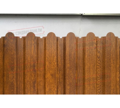 Профнастил фигурный С20 - 0,45 Окрас - Б, Print Elite с пленкой Choco Wood.