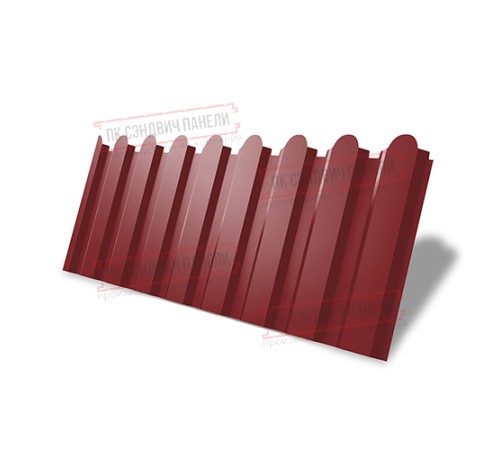 Профнастил фигурный С20 - 0,5 Окрас - А, Satin RAL 3011 коричнево-красный.