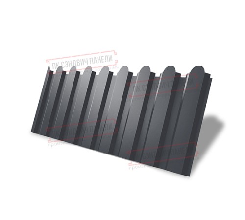 Профнастил фигурный С20 - 0,45 Окрас - А, ПЭ RAL 7024 мокрый асфальт.