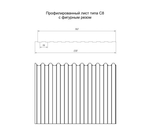 Профнастил фигурный C8 - 0,4 ПЭ RAL 5005 синий насыщенный.