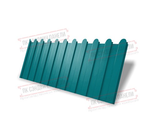 Профнастил фигурный C8 - 0,45 ПЭ с пленкой RAL 5021 водная синь.