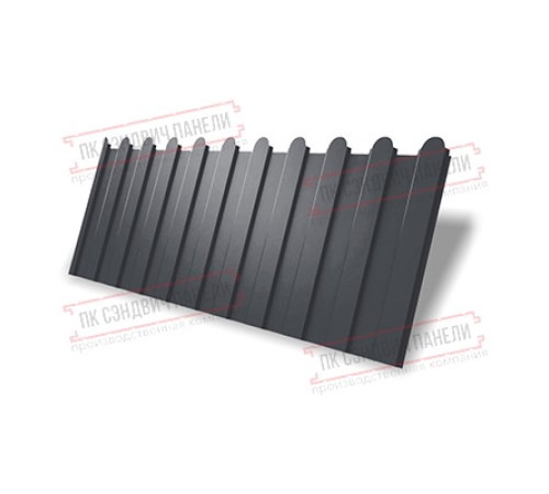 Профнастил фигурный C8 - 0,45 ПЭ RAL 7024 мокрый асфальт.