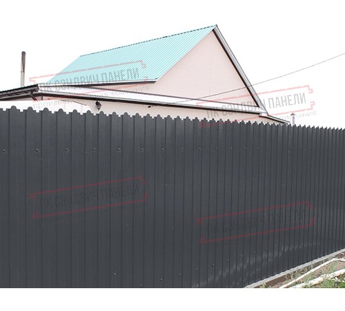 Профнастил фигурный C8 - 0,45 ПЭ RAL 7024 мокрый асфальт.