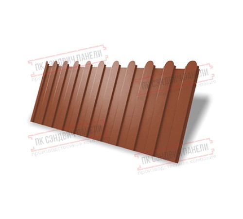 Профнастил фигурный C8 - 0,5 Satin RAL 8004 терракота.