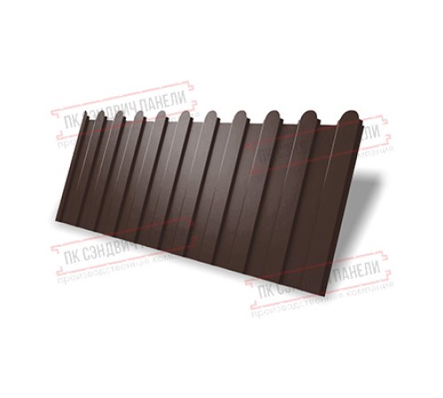 Профнастил фигурный C8 - 0,45 ПЭ в пленке RAL 8017 шоколад.