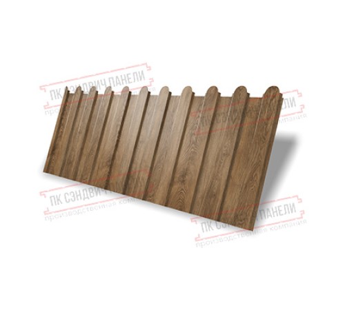 Профнастил фигурный C8 - 0,45 Print-Двусторонний Elite с пленкой Antique Wood.