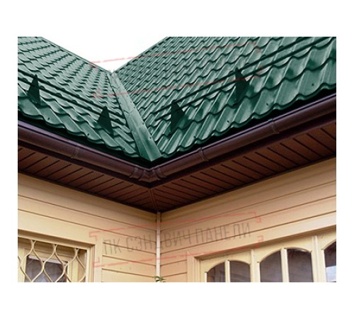 Планка ендовы верхняя простая 145х145х2000 Полиэстер Ral6005-0.45