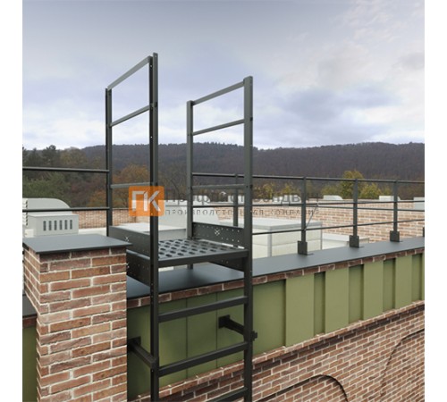 Вертикальная пожарная лестница П1-1 с площ. 800х800 Эконом L=1750мм ГОСТ 53254-2009