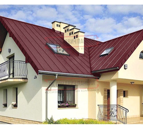 Фальц двойной стоячий 0,5 Satin Мatt RAL3005 красное вино с пленкой на замках