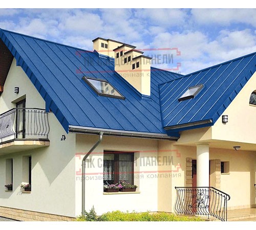 Фальц двойной стоячий 0,45 Полиэстер RAL5002 ультрамариново-синий с пленкой на замках