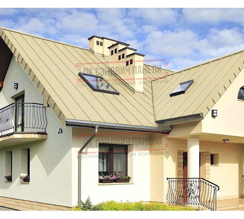 Фальц двойной стоячий 0,45 Полиэстер RAL1014 слоновая кость с пленкой на замках