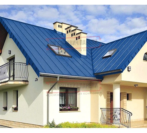 Фальц двойной стоячий 0,45 Полиэстер RAL5005 сигнальный синий с пленкой на замках