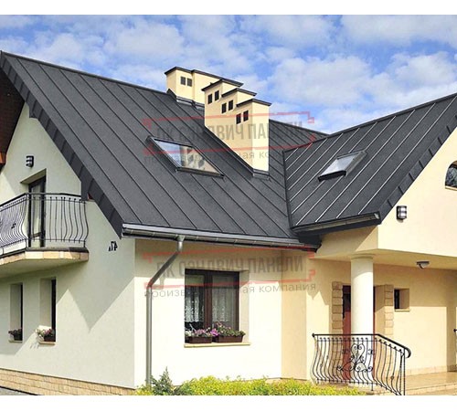 Фальц двойной стоячий 0,5 Quarzit lite RAL7024 мокрый асфальт с пленкой на замках