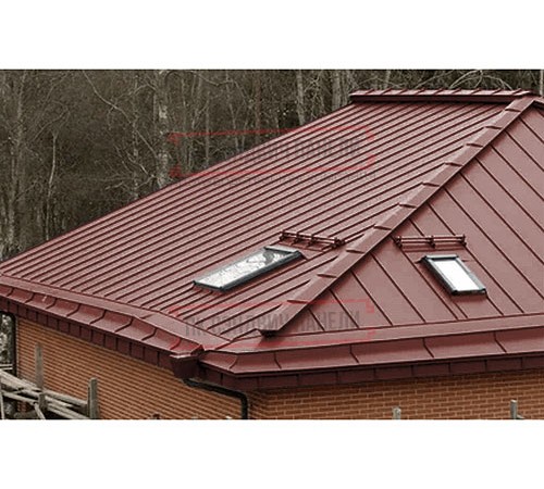 Кликфальц Pro 0,45 Полиэстер RAL3009 оксидно-красный с пленкой на замках