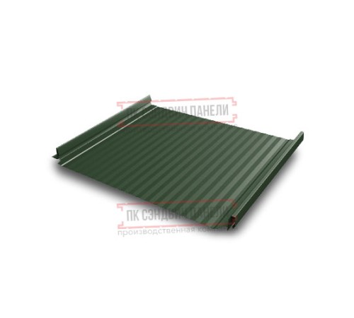 Кликфальц Pro Gofr 0,5 GreenCoat PuRALBT RR11 темно-зеленый (RAL6020 хромовая зелень) с пленкой на замках