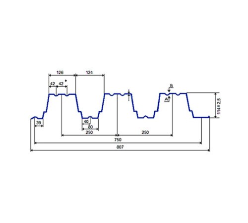 Продольно гнутый профнастил для укрытий конвейеров Н114ПГ-807, 0,9, нержавеющий