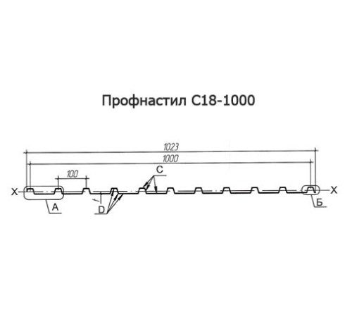 Продольно гнутый профнастил для укрытий конвейеров С18ПГ-1023, 0,7, нержавеющий