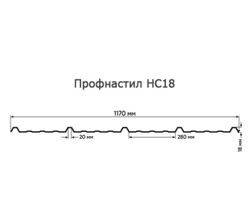Продольно гнутый профнастил для укрытий конвейеров НС18ПГ-1170, 0,6, оцинкованный