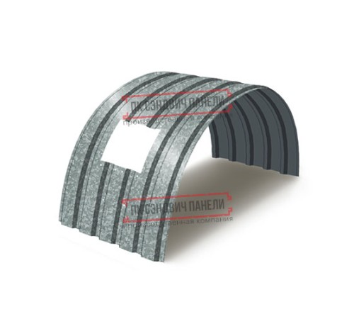 Продольно гнутый профнастил для укрытий конвейеров МП35ПГ-1076, 0,5, оцинкованный