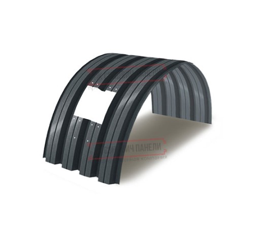 Продольно гнутый профнастил для укрытий конвейеров Н57ПГ-960, 0,9, в полимерном покрытии