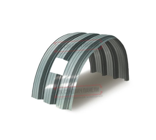 Продольно гнутый профнастил для укрытий конвейеров Н114ПГ-807, 0,5, нержавеющий