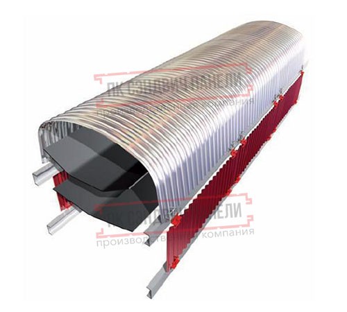 Продольно гнутый профнастил для укрытий конвейеров СС10ПГ-1160, 0,7, нержавеющий