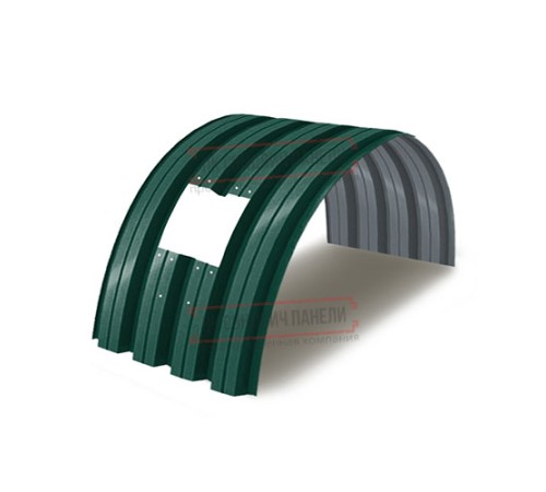 Продольно гнутый профнастил для укрытий конвейеров Н75ПГ-800, 0,8, в полимерном покрытии