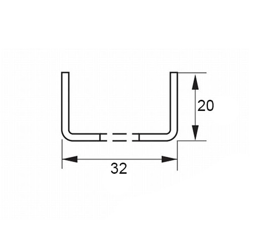 U-образный профиль перфорированный К347 32x20x2500-1,5 мм, горячеоцинкованный