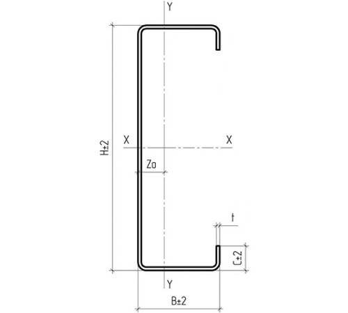С-образный профиль 130x50x3000-2,0 мм, оцинкованный