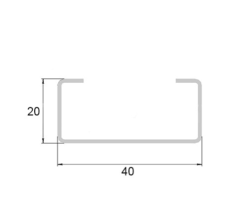 С-образный профиль перфорированный К108 40x20x3000-1,5 мм, горячеоцинкованный