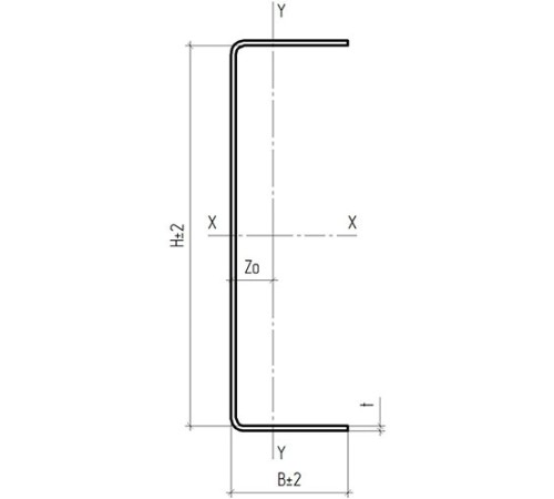 U-образный профиль 100x40x3000-0,7 мм, оцинкованный