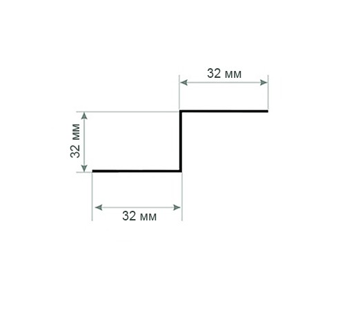 Z-образный профиль перфорированный К241 62x32x3000-1,5 мм, из нержавеющей стали