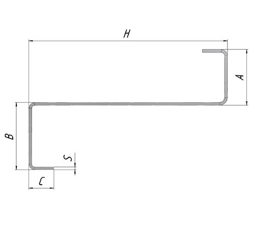 Z-образный профиль 150x45x3000-0,7 мм, оцинкованный