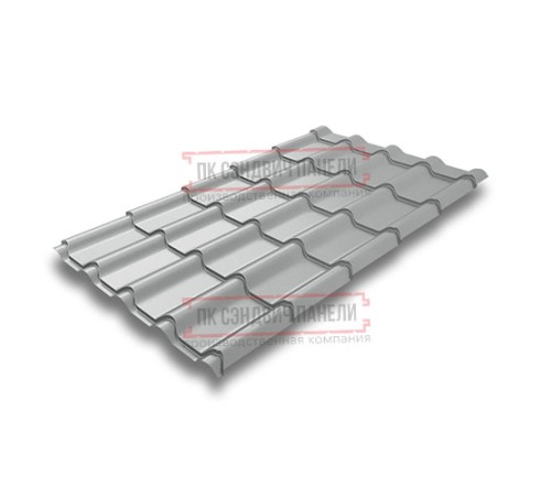 Металлочерепица Камея RAL9006 Полиэстер-0.45