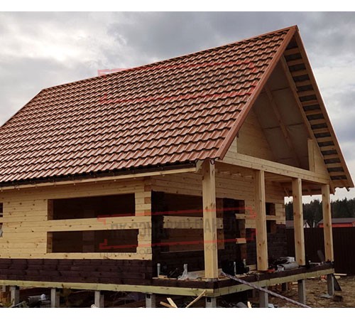 Металлочерепица Квинта плюс RAL8004 Полиэстер-0.45