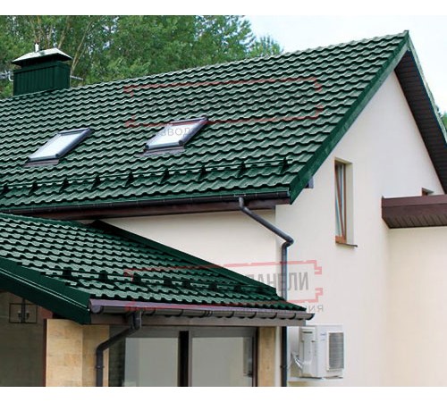 Металлочерепица Квинта плюс 3D RAL6005 Полиэстер-0,45