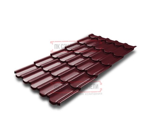 Металлочерепица Квинта плюс 3D RAL3005 Velur 20-0,5