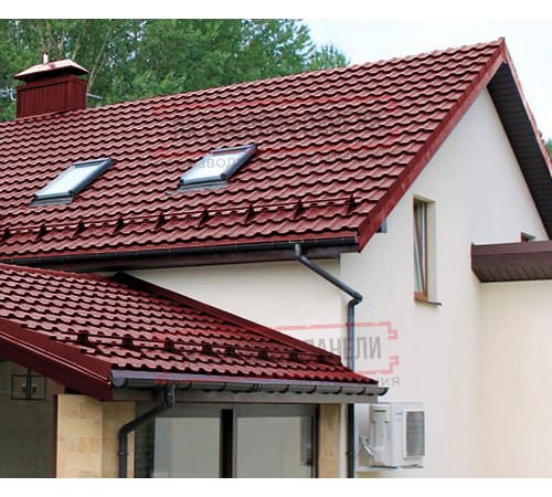 Металлочерепица Квинта плюс 3D RAL3011 Полиэстер-0,45