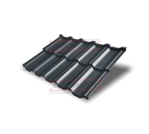 Металлочерепица модульная Квинта Uno 3D RR23 GreenСoat Pural Matt-0,5