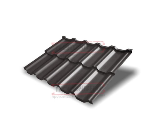 Металлочерепица модульная Квинта Uno 3D RR32 PurLite Мatt-0,5